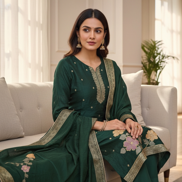 Green Kurta Set with Dupatta