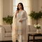 Ivory White Printed Kurta Set with Pastel Net Dupatta